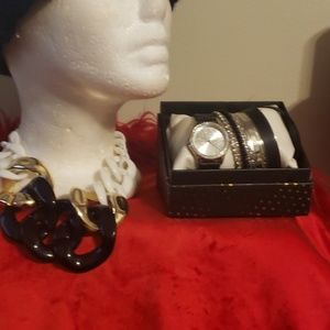 Black white  and gold necklace